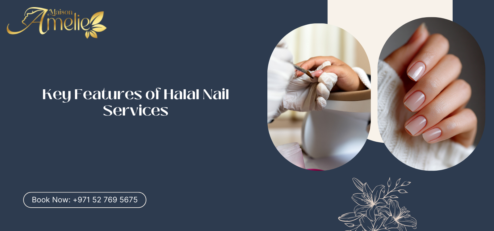 Application of breathable halal nail polish during a manicure at a salon in Dubai