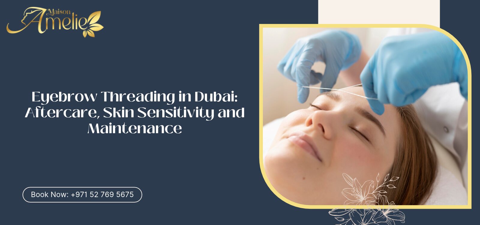 Professional eyebrow threading and brow shaping at a ladies' beauty salon in Dubai